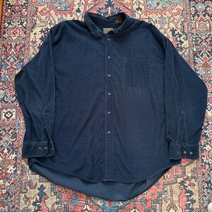Vtg St. John's Bay Navy Corduroy Button Down Shirt men’s XL